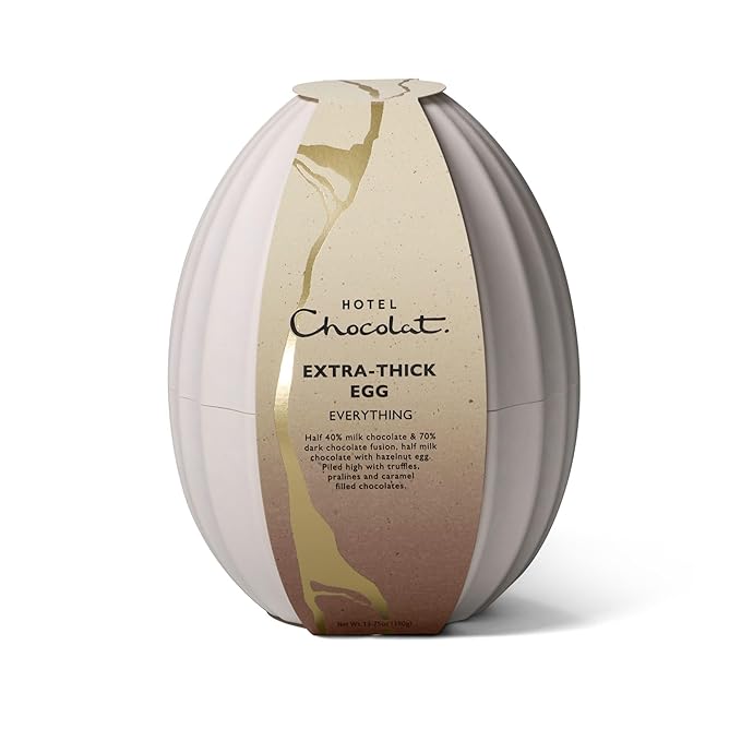 Luxury Extra Thick Chocolate Easter Egg 13.8oz – Gourmet Easter Candy Gift – Premium British Chocolate – Hotel Chocolat (Everything)