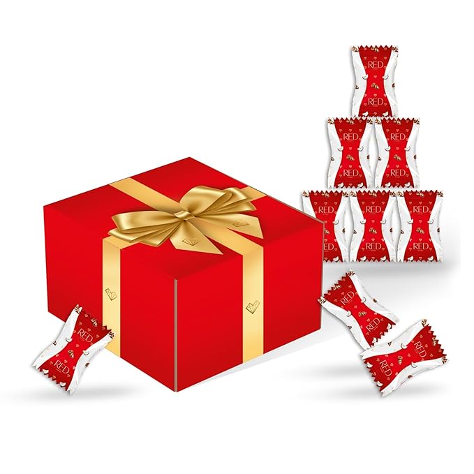 RED Delight®™ 100 Piece Chocolate Gift Box (100 Piece Gift Box w/Truffles + 14 Plush Bear Milk Chocolate w/Coconut Filling)