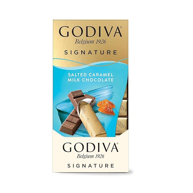 Godiva Chocolatier Signature Salted Caramel Milk Chocolate Mini Gourmet Chocolate Bar 12-Ct. (8 pc. each) 90 grams