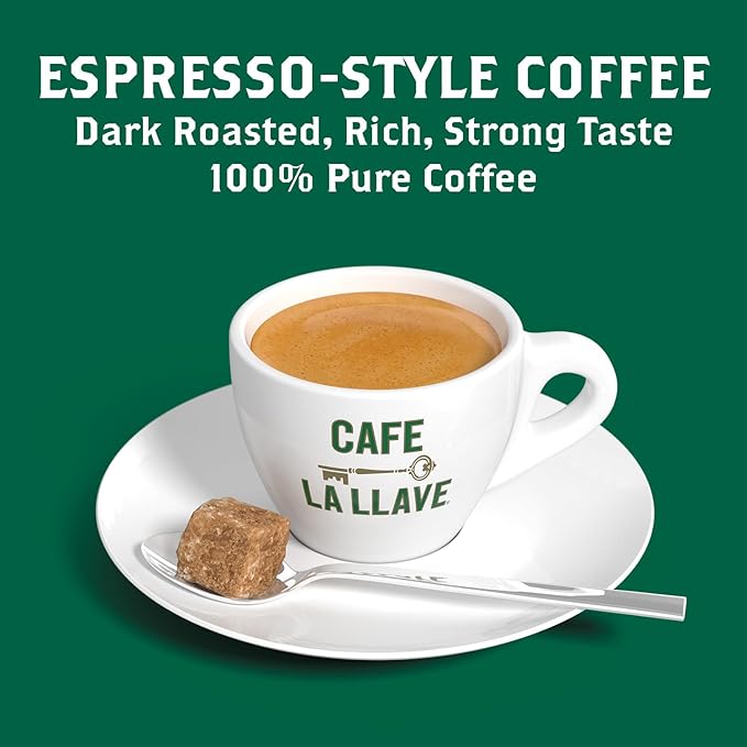 Cafe La Llave Cuban-Style Espresso Dark Roast Ground Coffee 8-Pack 10 oz Bricks Includes 1 Bonus Cafe Gaviña – Rich Bold Flavor