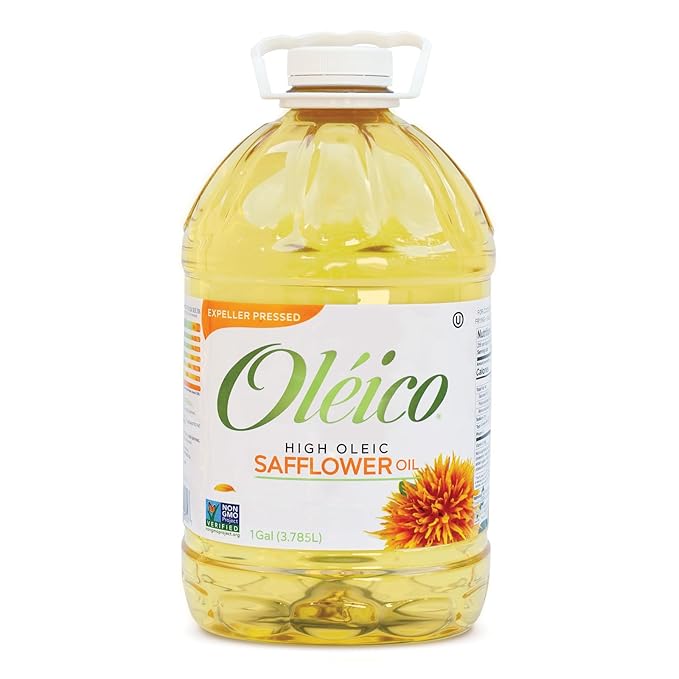 Oleico - High Oleic Non GMO Certified Kosher Verified Expeller Pressed High Heat Stable Safflower Oil Bottle of 128 fl oz