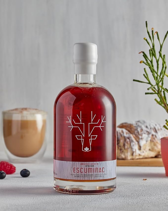 Escuminac Canadian Maple Syrup 500ml | Extra Rare Amber Grade A | Smooth &amp Rich Taste | Organic Gourmet Gift Souvenir Holiday &amp Birthday Treat Thanksgiving Essentials