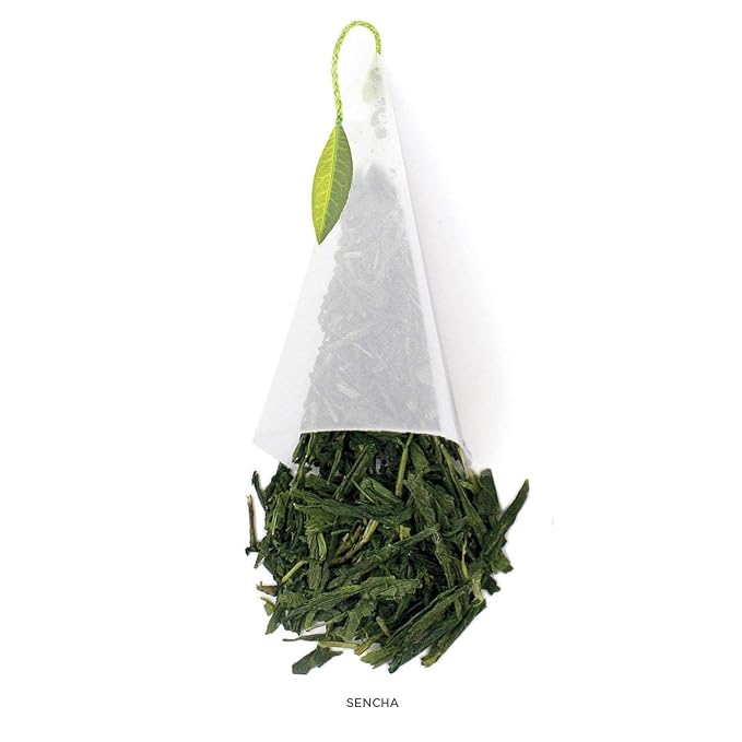Tea Forte Sencha Premium Caffeinated Green Tea Blend Event Box Bulk Pack 40 Count 10 per tray Individually Wrapped Handcrafted Pyramid Infusers