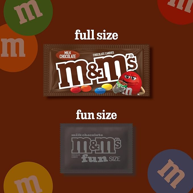 M&ampM'S Milk Chocolate Candy Full Size 1.69 oz Bag Pack of 36 Bulk Candy Chocolate