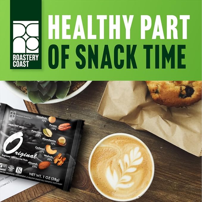 Roastery Coast - Daily Nuts Original Mixed Nuts | Mixed Nuts Packs | Individually wrapped snacks | Unsalted | Nut Snacks | No peanuts | Deluxe assorted snack (48 Packs)