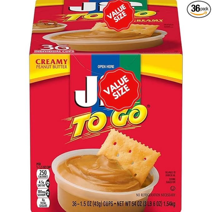 Creamy Peanut Butter Snack Cups – 36 Count Pack – Single-Serve Portions for On-The-Go Snacks – Exclusive Packaging