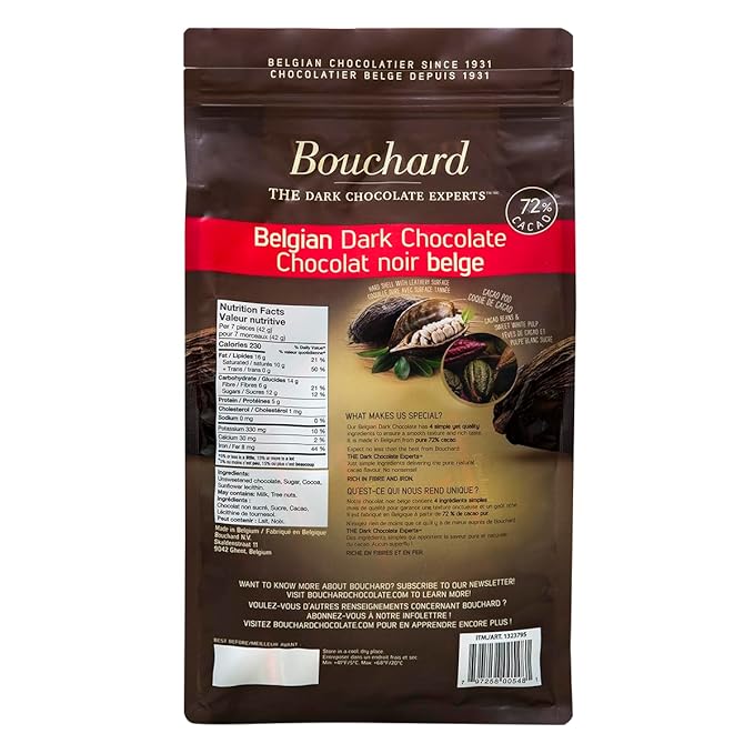 Bouchard Premium Belgian Dark Chocolate with 72% Cacao | Individually Wrapped Pieces (2 LB) (3 pack)
