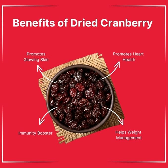 Generic Dried Whole Cranberry Gluten Free Vegan and NON GMO Cranberries Dry Fruits Antioxidant Rich| Immunity Booster -500gm