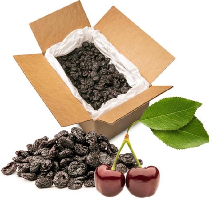 Sunrise Fresh Dried Fruit Company Unsweetened No Sugar Added Dried Dark Sweet Cherries 10lb Bulk Box with Resealable Bag