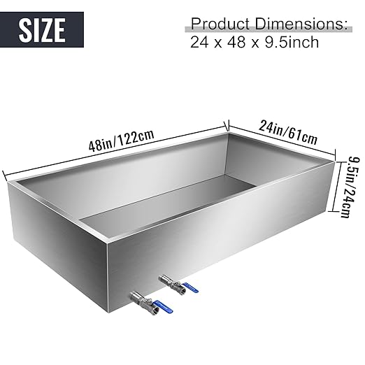 Maple Syrup Evaporator Pan Stainless Steel Maple Syrup Boiling Pan with Valve and Thermomete for Boiling Maple Syrup 48 x 24 x 9.5 Inch