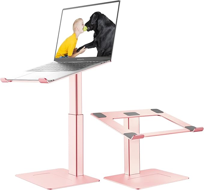 Laptop Stand for Desk Ergonomic Aluminum Laptop Stand Adjustable Height from 7-15 Sitting and Standing Laptop Riser for 10-17 Notebook