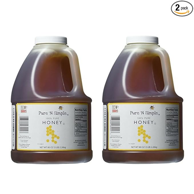 Pure N Simple 100% Pure Honey 5 lb (80 oz) Bulk Size - 2 Pack