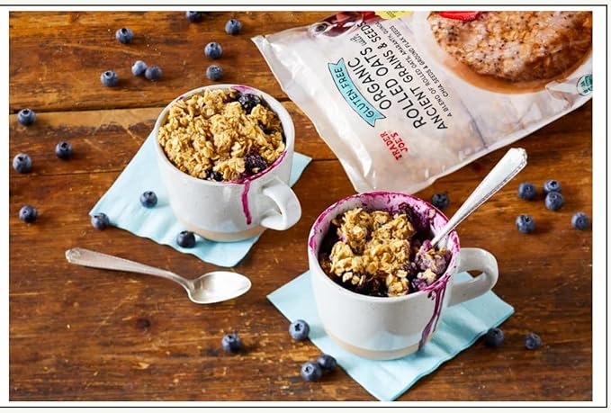 Trader Joe's Gluten Free Organic Rolled Oats with Ancient Grains &amp Seeds Blend of Rolled Oats Amaranth Quinoa Chia Seeds Ground Flax Seeds 41 grams of Whole Grains per Serving Good source o