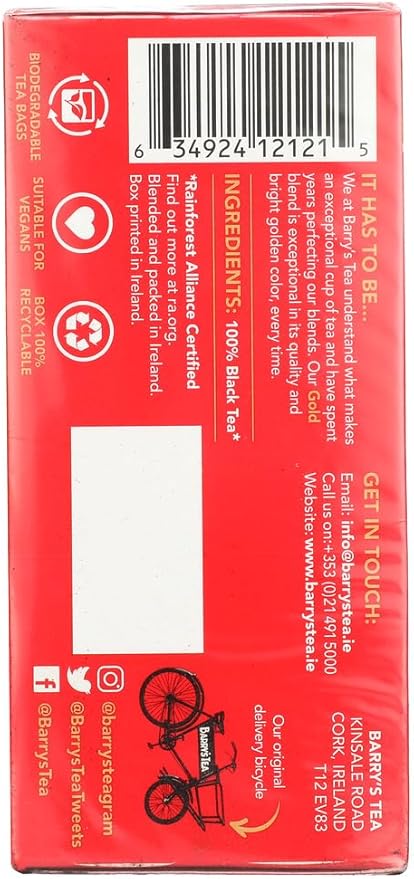 Barry's Tea Irish Tea - Gold Blend - Case of 12 - 40 Bags