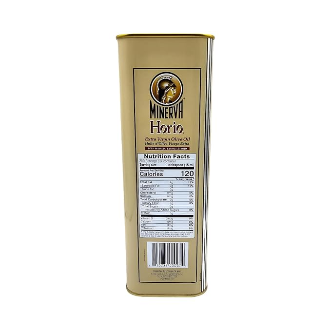 Horio Greek Olive Oil Extra Virgin Cold Pressed Organic Perfect for Salads and Marinades Frying Oil 3 Liter (101.4 fl oz)