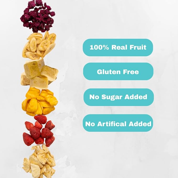 Juju-Oops Freeze-Dried Mixed Fruit 12 Bulk Packs | 1 Oz Crunchy Healthy Snacks for Family Holiday Gifts Box Camping Picnic Party Snacking with Low Calories| 100% All Natural Emergency Food Non-