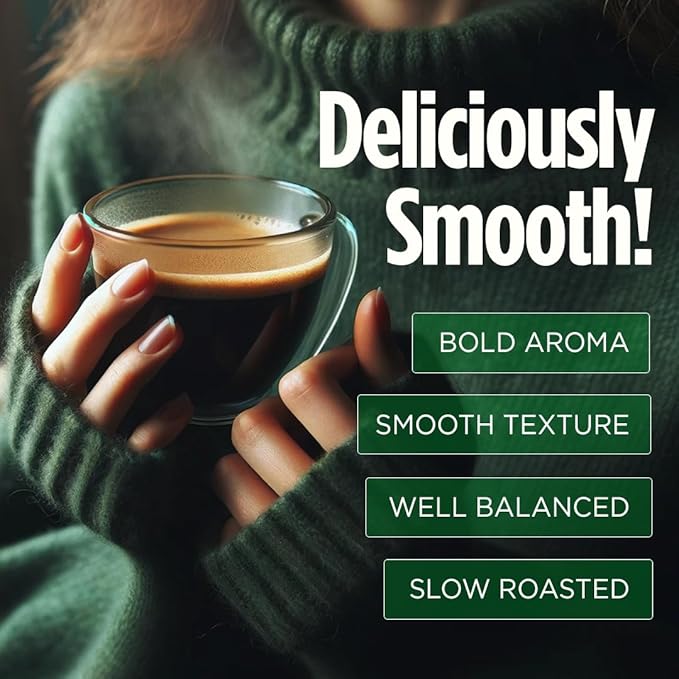 VitaCup Perfect Low Acid Coffee Ground USDA Organic &amp Fair Trade Dark Roast Guatemala Single Origin Clean &amp Pure for Drip Coffee Brewers and French Press 6 bags 11oz each