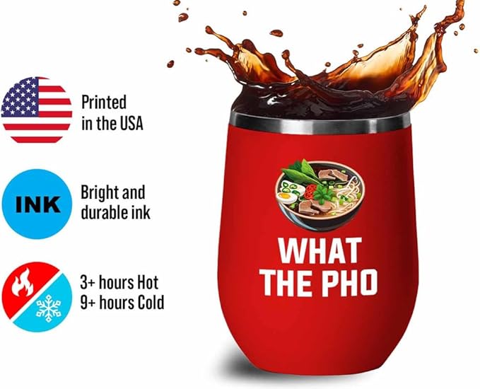 Ramen Lover Red Edition Wine Tumbler 12oz - What the pho - Food Lovers chicken pumpkin vegan pantry spicy noodles