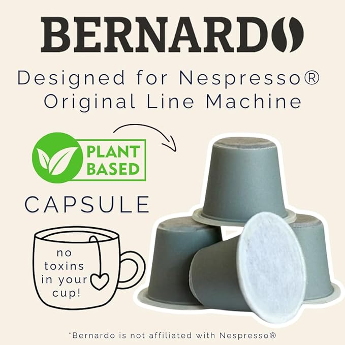 Bernardo PERLA Espresso Biodegradable Capsules Compatible with Nespresso Original Line Intensity 6/10 USDA Organic Home Compostable Capsules. 100 Count (10 Boxes of 10 Espresso Pods)