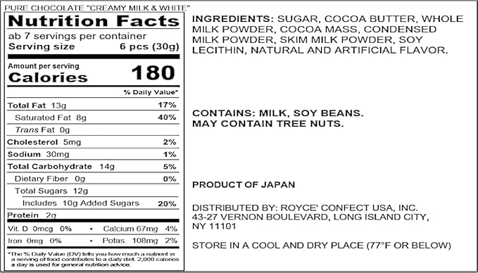 ROYCE' Pure Chocolate Creamy Milk &amp White - Assortment of Milk and White Chocolates | Baking and Desserts | No Artificial Preservatives| Japanese Chocolate from Hokkaido (40 Pieces of Chocolate)