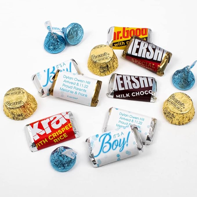 200pcs Personalized It's a Boy Baby Shower Candy Blue Chocolate Party Favors for Guests