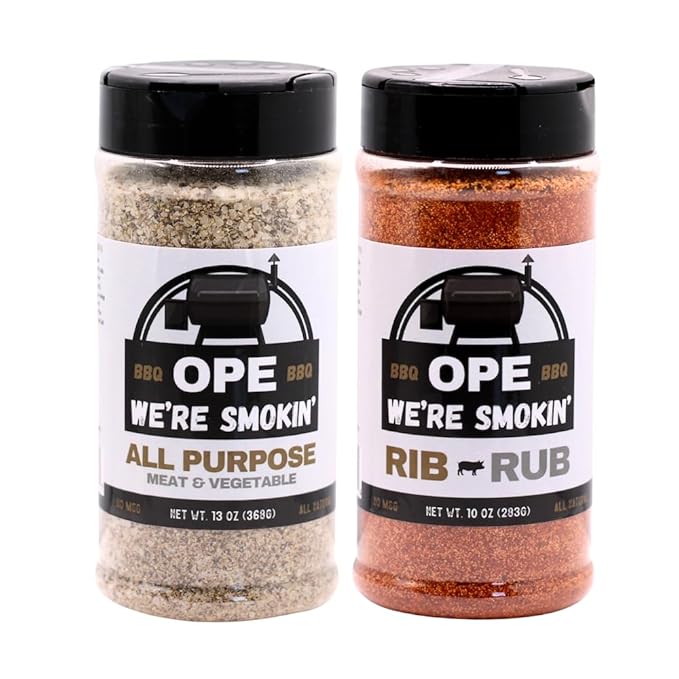 Ope We’re Smokin’ All-Purpose &amp Rib Rub Duo – Premium BBQ Seasoning Blend for Grilling Smoking &amp Roasting – Bold Flavor Dry Rub for Meat Pork Ribs Chicken &amp More – 2-Pack