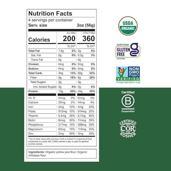 Chickapea Organic Chickpea Pasta - Spirals Penne Shells Variety Pack - 8 oz (Pack of 6)