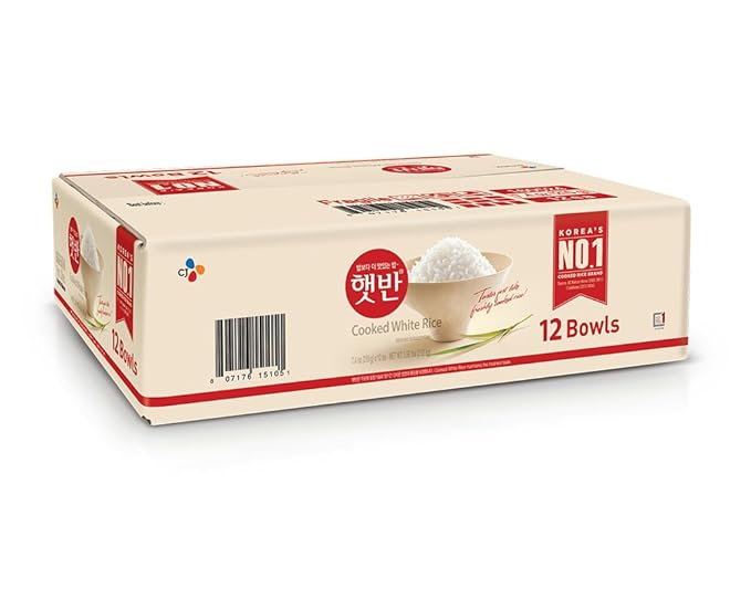 CJ Rice Cooked White Hetbahn Gluten-Free &amp Vegan Instant &amp Microwaveable 7.4 Oz 12 Count