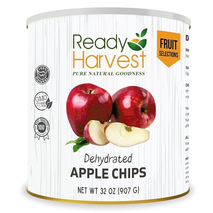 Ready Harvest Dehydrated Food - Apple Chips | Emergency Food | Camping &amp Survival Kits | #10 Can | 25-Year Shelf Life | Cans Filled to the Top
