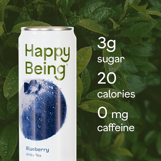 Happy Being White Tea Variety Pack – Blueberry Blackberry Peach Raspberry Lemon Antioxidant &amp Polyphenol Rich Infused with Turmeric Elderberry Caffeine Free Plant-Based Low Sugar &amp Lo