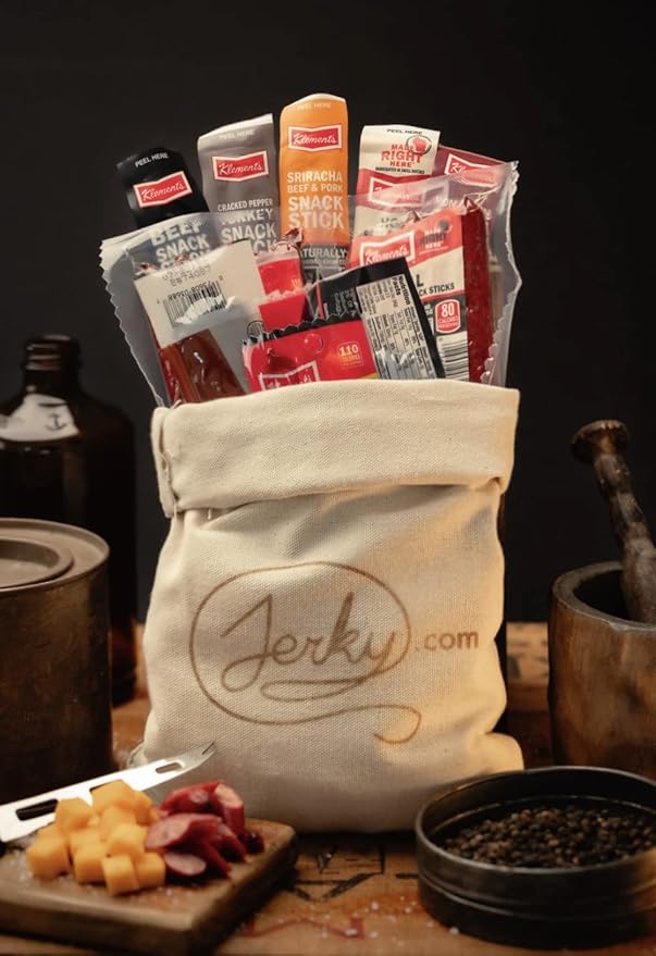 Jerky.com XXL Beef Jerky &amp Meat Sticks Variety Pack | 52 Piece Gift Basket with Beef Sticks Pork Turkey Ham &amp Cheese | Over 2 lbs of High Protein Meat Snacks Jerky Gifts | Easter Gifts for