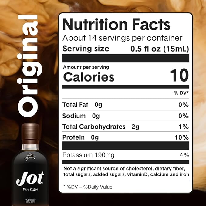 Jot Coffee Concentrate (Original) High Caffeine Cold Brew Coffee Concentrate Liquid for Iced Coffees Instant Espresso Hot or Cold Instant Coffees - Makes 14 Cups 150mg Caffeine/Tbsp Sugar Free
