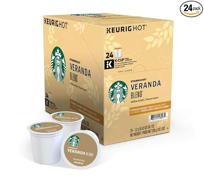 Keurig Coffee Pods K-Cups 16 / 18 / 22 / 24 Count Capsules ALL BRANDS / FLAVORS (24 Pods Starbucks - Veranda Blend)