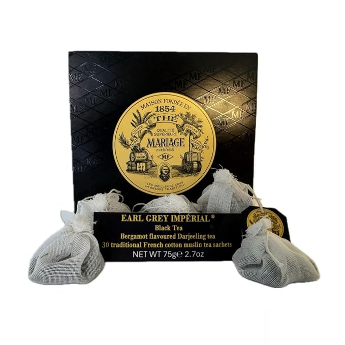 Mariage Freres Earl Grey Imperial 30 traditional cotton muslin tea bag sachets (1 Pack)