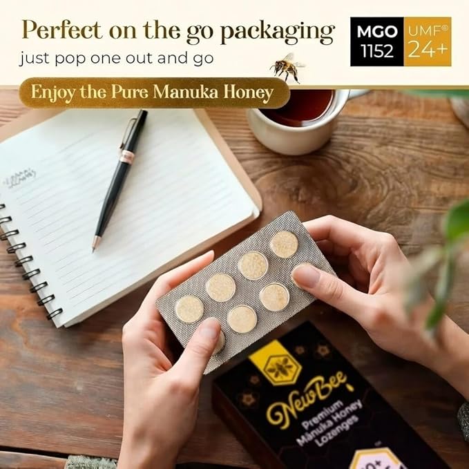 Manuka Honey Lozenges 16 Count Made W/UMF 24+ MGO 1152 New Zealand Manuka Honey UMF Certified Monofloral Traceable from Hive to Hand