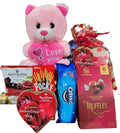 Valentines Day Gift Teddy Bear with Chocolates and Cookies Assortment 10 Inches (pink)