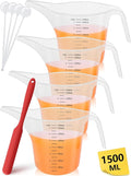 4 Pack 1500ml/50oz Long Spout Funnel Pitcher with Stirring Rods – Measuring Cups for Resin Paint Epoxy Crafts Soap Making Durable and Easy to Pour Great for Mixing Measuring Transfer Tasks