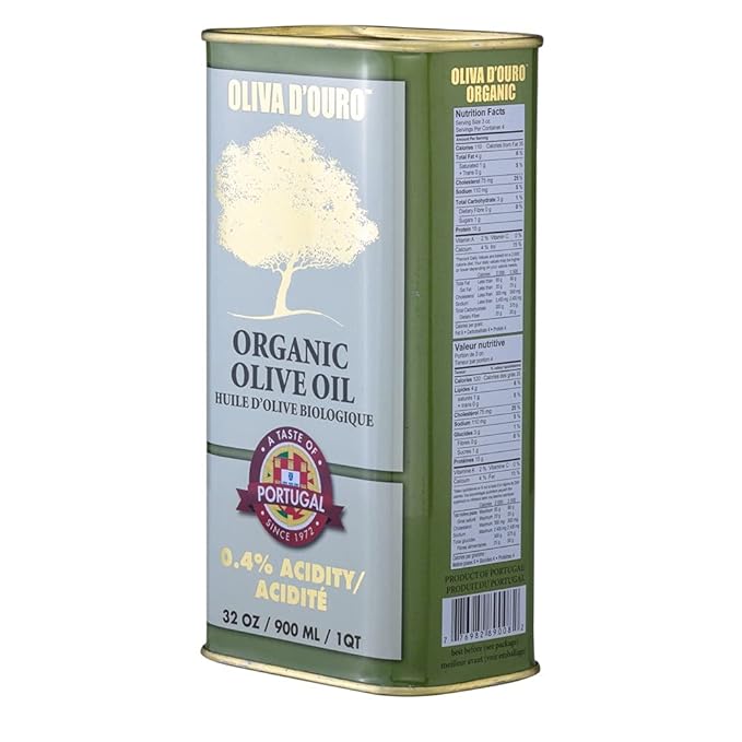 A Taste of Portugal Organic Olive Oil | Extra Virgin Olive Oil | Light and Fruity Portuguese Olive Oil | 32 OZ Tin