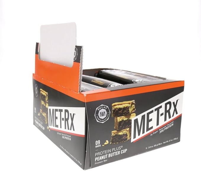 MET-Rx Protein Plus Bar Great as Healthy Meal Replacement Snack and Help Support Energy Gluten Free Peanut Butter Cup With Vitamin A Vitamin C and Zinc to Support Immune Health 85 g9 Count