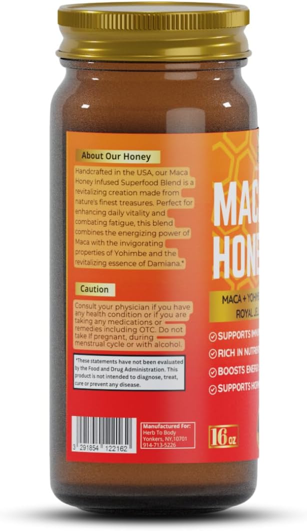 Herb To Body Maca Honey | Multifloral Honey | Wildcrafted | 16oz