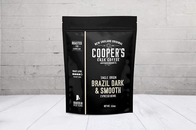 Espresso Ground Coffee Beans | Brazilian Strong Smooth &amp Creamy Medium Dark Roast Single Origin Coffee 12 oz Bag By The Master Roasters Of Cooper's Cask Coffee Coffee (Pack of 2)