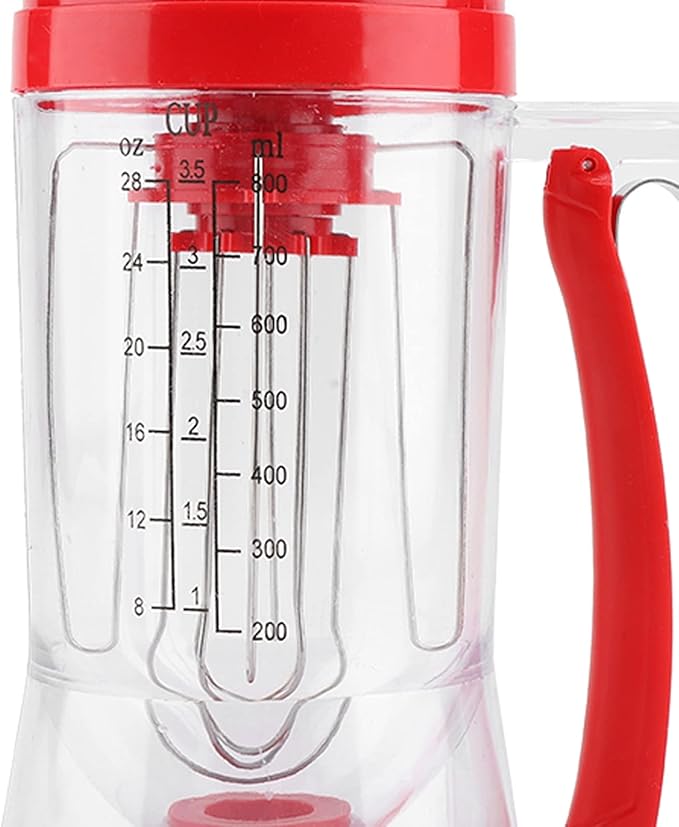 Handheld Batter Tool | Manual Pancake/Cupcake Mixer | ABS Baking Device with Scale | Safe &amp Easy to Maintain | 21.5cm for Cakes/Waffles