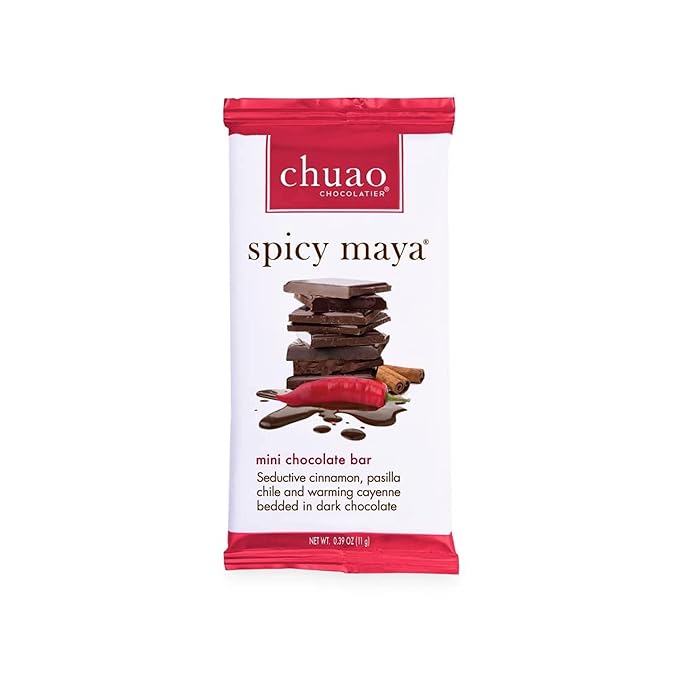 Chuao Chocolatier Spicy Maya Dark Chocolate Bars | Gourmet Cinnamon Cayenne Artisan No Preservatives | 24 Pack (0.39 oz each)