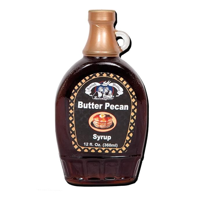 Amish Wedding Syrup Ohio Made for Pancakes or Waffles Two 12 ounce Glass Bottles Butter Pecan