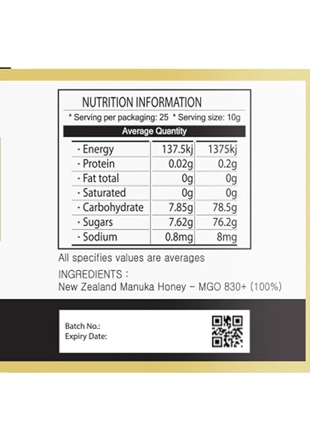 Natural NZ Manuka Honey MGO 830+ 250g (1)