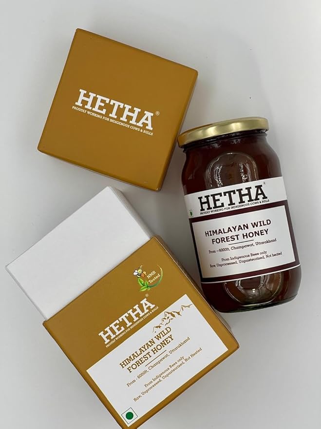 Hetha Organics Himalayan Wild Forest Honey - NMR Tested - Raw | Unprocessed | Unpasteurised - 500gm