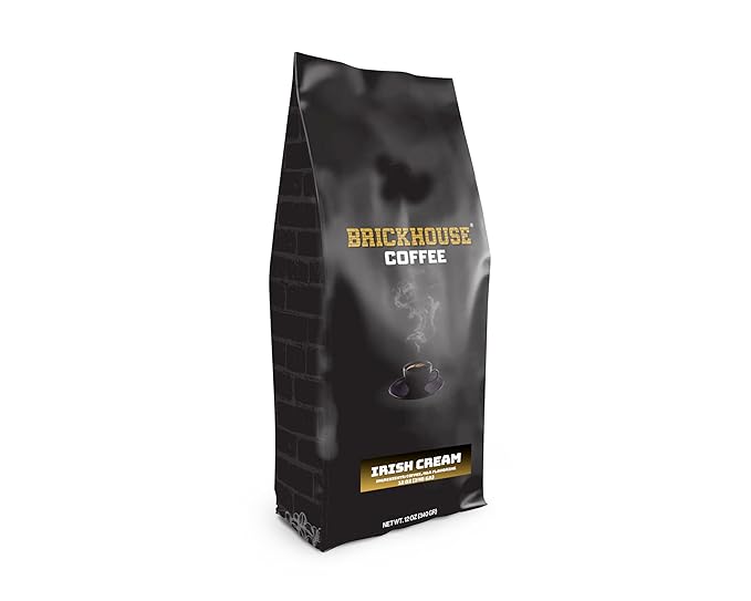 Brickhouse Irish Cream Flavored Ground Coffee – Smooth &amp Creamy Non-Alcoholic Indulgence 100% Arabica 2-Pack (12oz Bags)