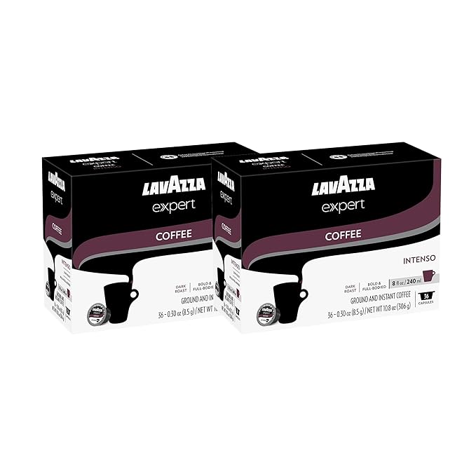 Lavazza Expert Intenso Coffee Capsules Dark Roast Arabica and Robusta Blend Compatible with Lavazza Classy Plus Machine (72 Capsules)