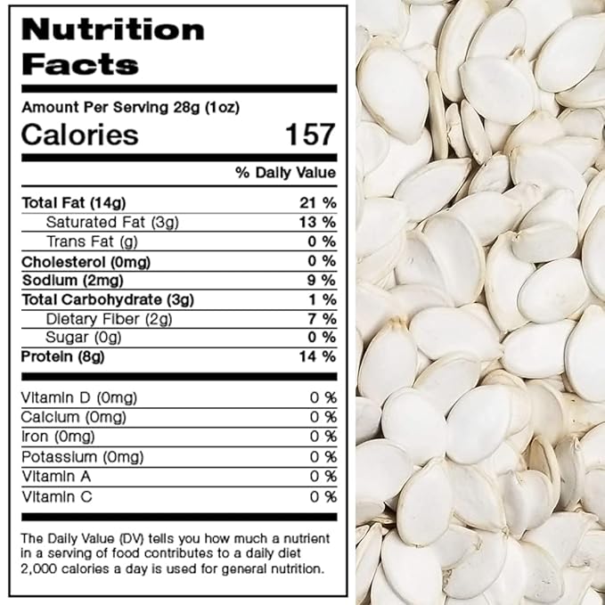 Pumpkin Seeds Raw In shell Snow white Oil Free Healthy Snack Crunchy Delicious Packed in a 4 lbs. (64 oz.) Resealable pouch bag by Presto Sales LLC
