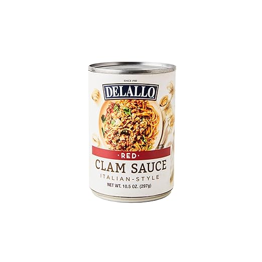 DeLallo Italian Red Clam Sauce 10.5 Ounce Can 6 Pack Made with Fresh Sea Clams Dairy Free